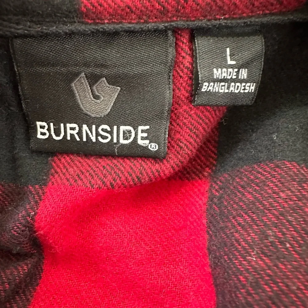 Burnside Vintage Plaid Boyfriend Flannel Shirt Red Black Large Huskers Nebraska - Picture 12 of 16